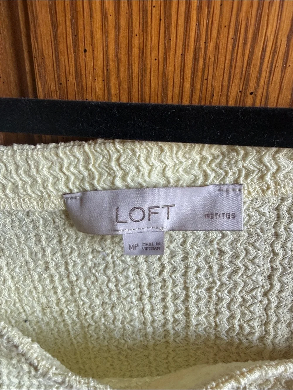 LOFT Pale Yellow Textured Puff-Sleeve Tie-Front Blouse